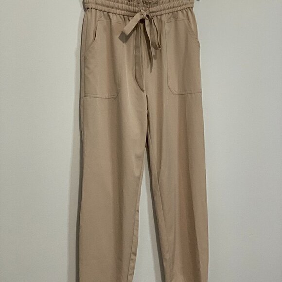 NWOT LIGHTWEIGHT NUDE KHAKI LOOSE PANTS | COMFORTABLE COOL | ANGKLE LENGTH TROUS - Picture 2 of 6